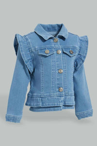 Redtag-Light-Wash--Denim-Jacket-Jackets-Infant-Girls-3 to 24 Months