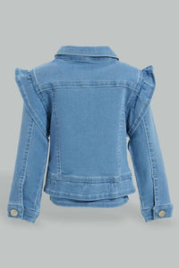 Redtag-Light-Wash--Denim-Jacket-Jackets-Infant-Girls-3 to 24 Months