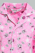 Load image into Gallery viewer, Redtag-Fuchsia-Printed-Flannel-Pyjama-Set-Pyjama-Sets-Infant-Girls-3 to 24 Months
