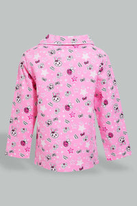 Redtag-Fuchsia-Printed-Flannel-Pyjama-Set-Pyjama-Sets-Infant-Girls-3 to 24 Months