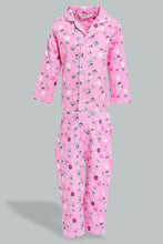 Load image into Gallery viewer, Redtag-Fuchsia-Printed-Flannel-Pyjama-Set-Pyjama-Sets-Infant-Girls-3 to 24 Months
