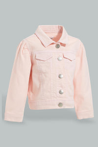Redtag-Pink-Twill-Jacket-Jackets-Infant-Girls-3 to 24 Months