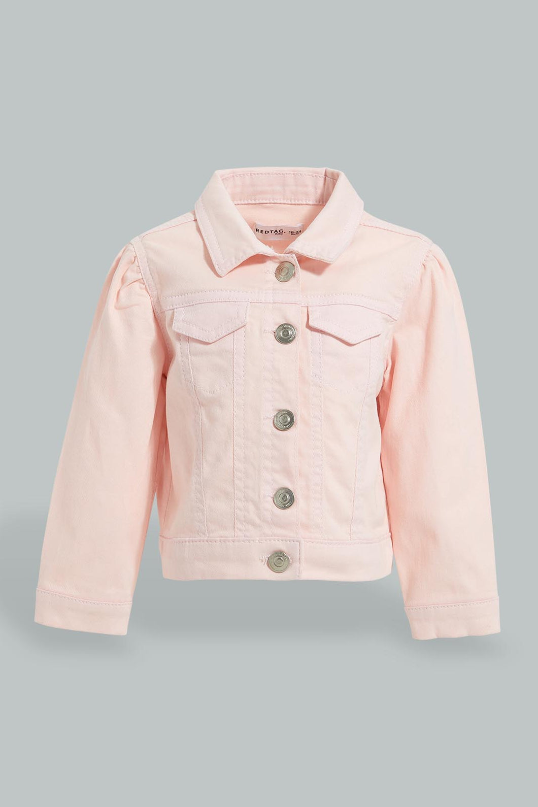 Redtag-Pink-Twill-Jacket-Jackets-Infant-Girls-3 to 24 Months