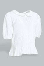 Load image into Gallery viewer, Redtag-White-Collared-Smocking-Top-Blouses-Infant-Girls-3 to 24 Months
