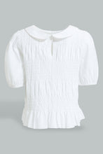 Load image into Gallery viewer, Redtag-White-Collared-Smocking-Top-Blouses-Infant-Girls-3 to 24 Months
