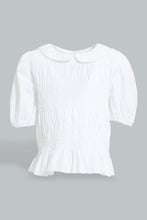 Load image into Gallery viewer, Redtag-White-Collared-Smocking-Top-Blouses-Infant-Girls-3 to 24 Months
