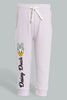 Redtag-White-Daisy-Print-Sweat-T-Shirt-With-Lilac-Printed-Track-Sets-Infant-Girls-3 to 24 Months