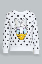 Load image into Gallery viewer, Redtag-White-Daisy-Print-Sweat-T-Shirt-With-Lilac-Printed-Track-Sets-Infant-Girls-3 to 24 Months
