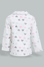 Load image into Gallery viewer, Redtag-White-Heart-Printed-Flannel-Pyjama-Set-Pyjama-Sets-Infant-Girls-3 to 24 Months
