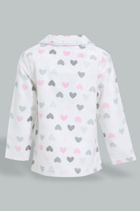 Redtag-White-Heart-Printed-Flannel-Pyjama-Set-Pyjama-Sets-Infant-Girls-3 to 24 Months