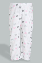 Load image into Gallery viewer, Redtag-White-Heart-Printed-Flannel-Pyjama-Set-Pyjama-Sets-Infant-Girls-3 to 24 Months
