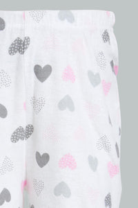 Redtag-White-Heart-Printed-Flannel-Pyjama-Set-Pyjama-Sets-Infant-Girls-3 to 24 Months