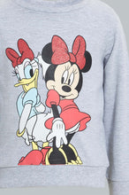Load image into Gallery viewer, Redtag-Grey-Mel.-Character-Sweat-T-Shirt-With-Red-Printed-Track-Sets-Infant-Girls-3 to 24 Months
