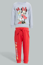 Load image into Gallery viewer, Redtag-Grey-Mel.-Character-Sweat-T-Shirt-With-Red-Printed-Track-Sets-Infant-Girls-3 to 24 Months
