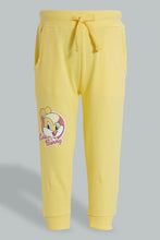 تنزيل الصورة على معرض الصور، Redtag-Yellow-Lola-Print-Sweat-Tee-With-Printed-Track-Sets-Infant-Girls-3 to 24 Months
