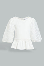 Load image into Gallery viewer, Redtag-White-Lace-Sleeves-Jersey-Top-Blouses-Infant-Girls-3 to 24 Months
