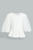 Redtag-White-Lace-Sleeves-Jersey-Top-Blouses-Infant-Girls-3 to 24 Months