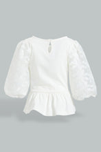 Load image into Gallery viewer, Redtag-White-Lace-Sleeves-Jersey-Top-Blouses-Infant-Girls-3 to 24 Months
