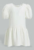 Redtag-White-Solid-Jacquard-Dress-Dresses-Infant-Girls-3 to 24 Months