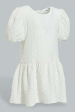 Load image into Gallery viewer, Redtag-White-Solid-Jacquard-Dress-Dresses-Infant-Girls-3 to 24 Months
