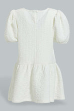 Load image into Gallery viewer, Redtag-White-Solid-Jacquard-Dress-Dresses-Infant-Girls-3 to 24 Months
