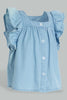 Redtag-Blue-Top-With-Side-Frills-And--Buttoned-Details-At-Front-Blouses-Infant-Girls-3 to 24 Months