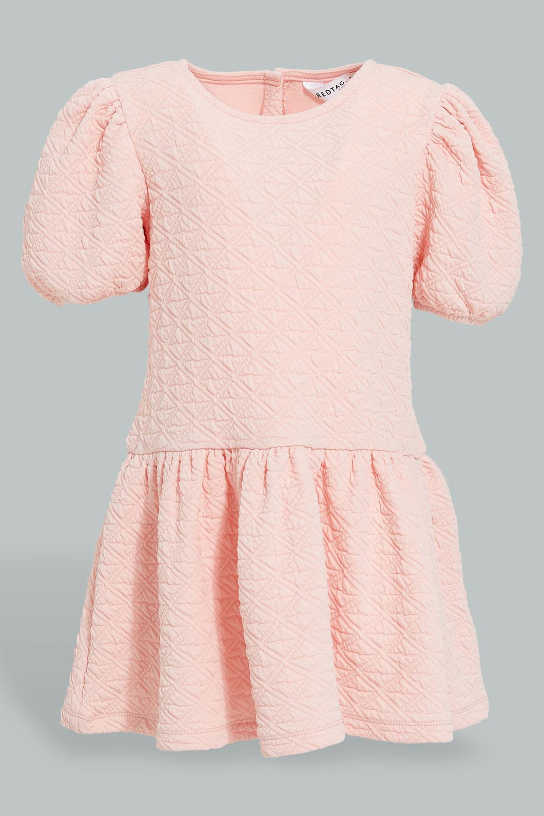 Redtag-Pink-Solid-Jacquard-Dress-Dresses-Infant-Girls-3 to 24 Months