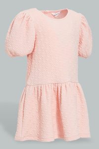 Redtag-Pink-Solid-Jacquard-Dress-Dresses-Infant-Girls-3 to 24 Months