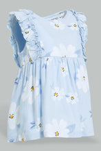 تنزيل الصورة على معرض الصور، Redtag-Blue-Printed-Frilled-Blouse-Blouses-Infant-Girls-3 to 24 Months
