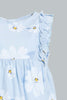 Redtag-Blue-Printed-Frilled-Blouse-Blouses-Infant-Girls-3 to 24 Months