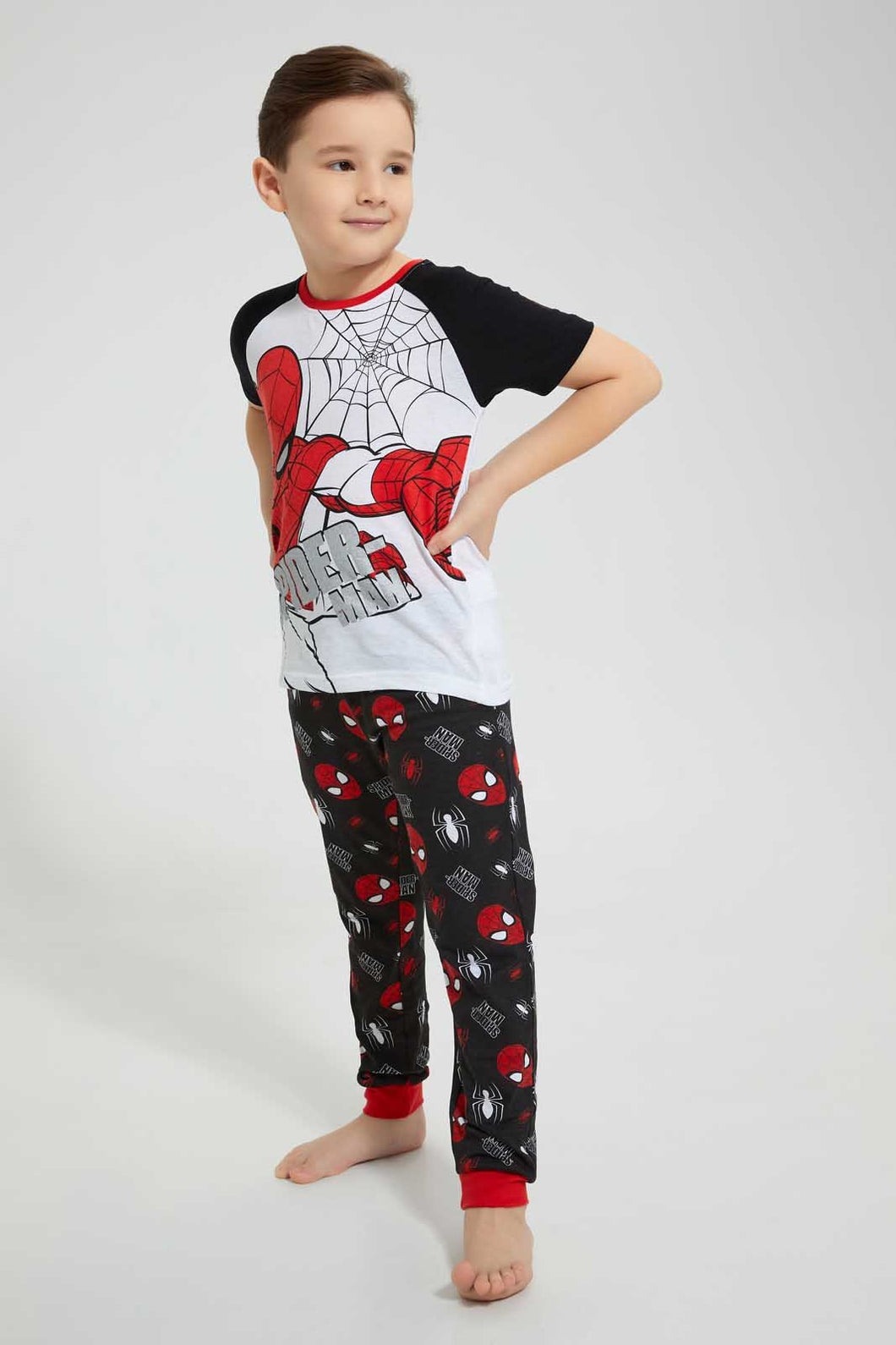 Redtag-Spiderman-Supersense-Print--Longpant-Pyjama-Set-Pyjama-Sets-Boys-2 to 8 Years