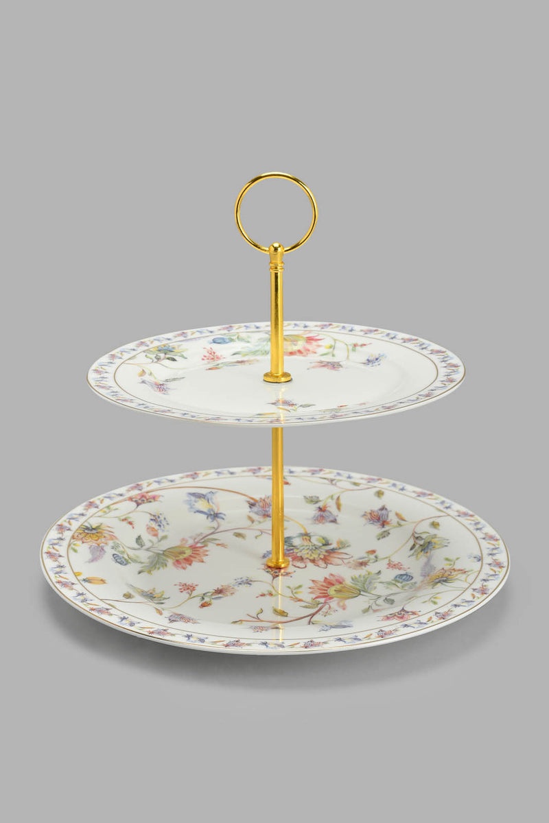 Redtag-Assorted-Flora-Two-Tier-Cake-Plate-Tea-Sets-Home-Dining-