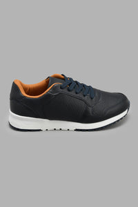 Redtag-Navy-Textured-Sneaker-Sneakers-Senior-Boys-5 to 14 Years