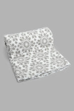 Load image into Gallery viewer, Redtag-Grey-Floral-Printed-Single-Fleece-Blanket-Blankets-Home-Bedroom-
