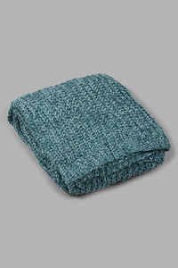 Redtag-Green-Knitted-Throw-Colour:Green,-Filter:Home-Bedroom,-HMW-BED-Throws,-New-In,-New-In-HMW-BED,-Non-Sale,-S22B,-Section:Homewares-Home-Bedroom-