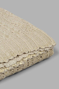 Redtag-Gold-Knitted-Throw-Colour:Gold,-Filter:Home-Bedroom,-HMW-BED-Throws,-New-In,-New-In-HMW-BED,-Non-Sale,-S22B,-Section:Homewares-Home-Bedroom-