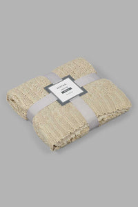 Redtag-Gold-Knitted-Throw-Colour:Gold,-Filter:Home-Bedroom,-HMW-BED-Throws,-New-In,-New-In-HMW-BED,-Non-Sale,-S22B,-Section:Homewares-Home-Bedroom-