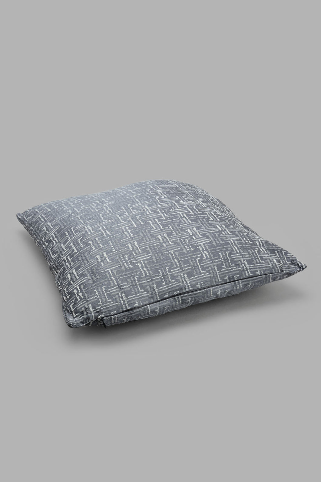 Redtag-Grey-Geometric-Jacquard-Cushion-Category:Cushions,-Colour:Grey,-Filter:Home-Bedroom,-HMW-BED-Cushions,-New-In,-New-In-HMW-BED,-Non-Sale,-S22C,-Section:Homewares-Home-Bedroom-