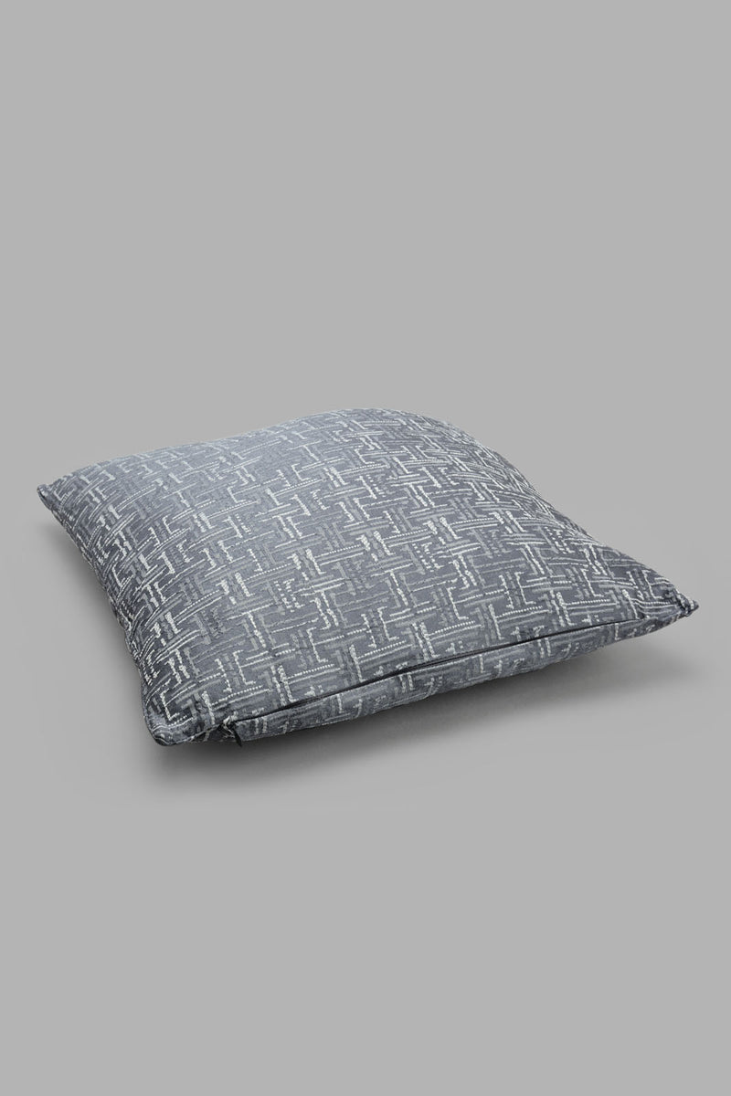 Redtag-Grey-Geometric-Jacquard-Cushion-Category:Cushions,-Colour:Grey,-Filter:Home-Bedroom,-HMW-BED-Cushions,-New-In,-New-In-HMW-BED,-Non-Sale,-S22C,-Section:Homewares-Home-Bedroom-