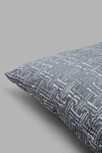 Redtag-Grey-Geometric-Jacquard-Cushion-Category:Cushions,-Colour:Grey,-Filter:Home-Bedroom,-HMW-BED-Cushions,-New-In,-New-In-HMW-BED,-Non-Sale,-S22C,-Section:Homewares-Home-Bedroom-