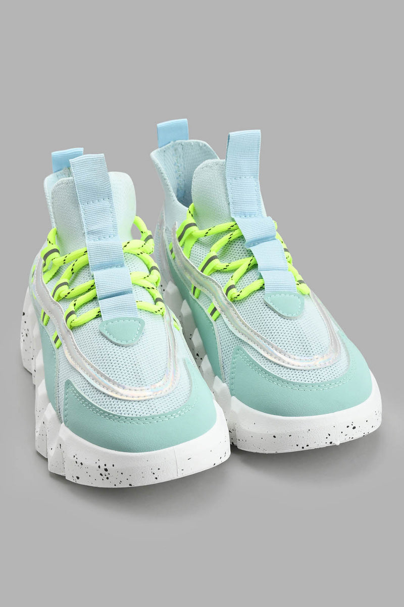 Redtag-Aqua-Chunky-Sneaker-With-Neon-Laces-Slip-Ons-Women's-