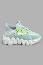 تنزيل الصورة على معرض الصور، Redtag-Aqua-Chunky-Sneaker-With-Neon-Laces-Slip-Ons-Women&#39;s-
