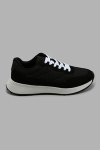 Redtag-Black-Quilt-Lace-Up-Sneaker-Lace-Up-Women's-