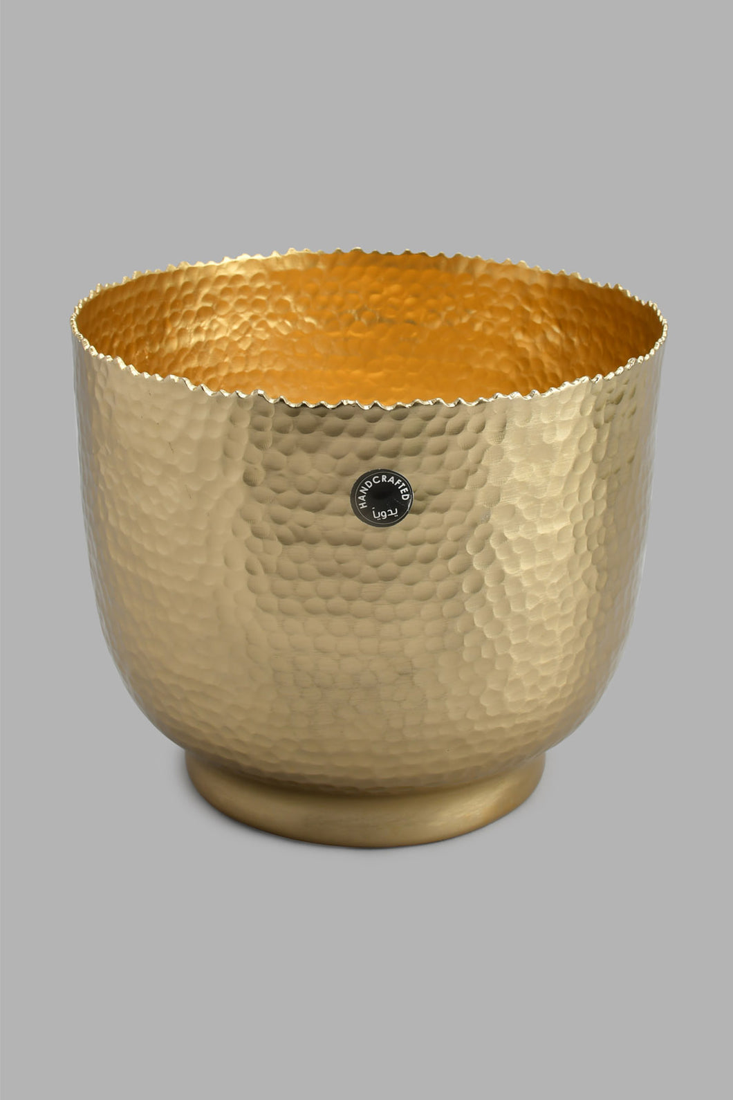 Redtag-Gold-Scallop-Edge-Hammered-Planter-Vase-Home-Decor-