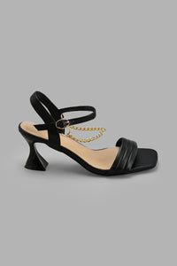 Redtag-Black-Chain-Trim-Sandal-Mules-Women's-