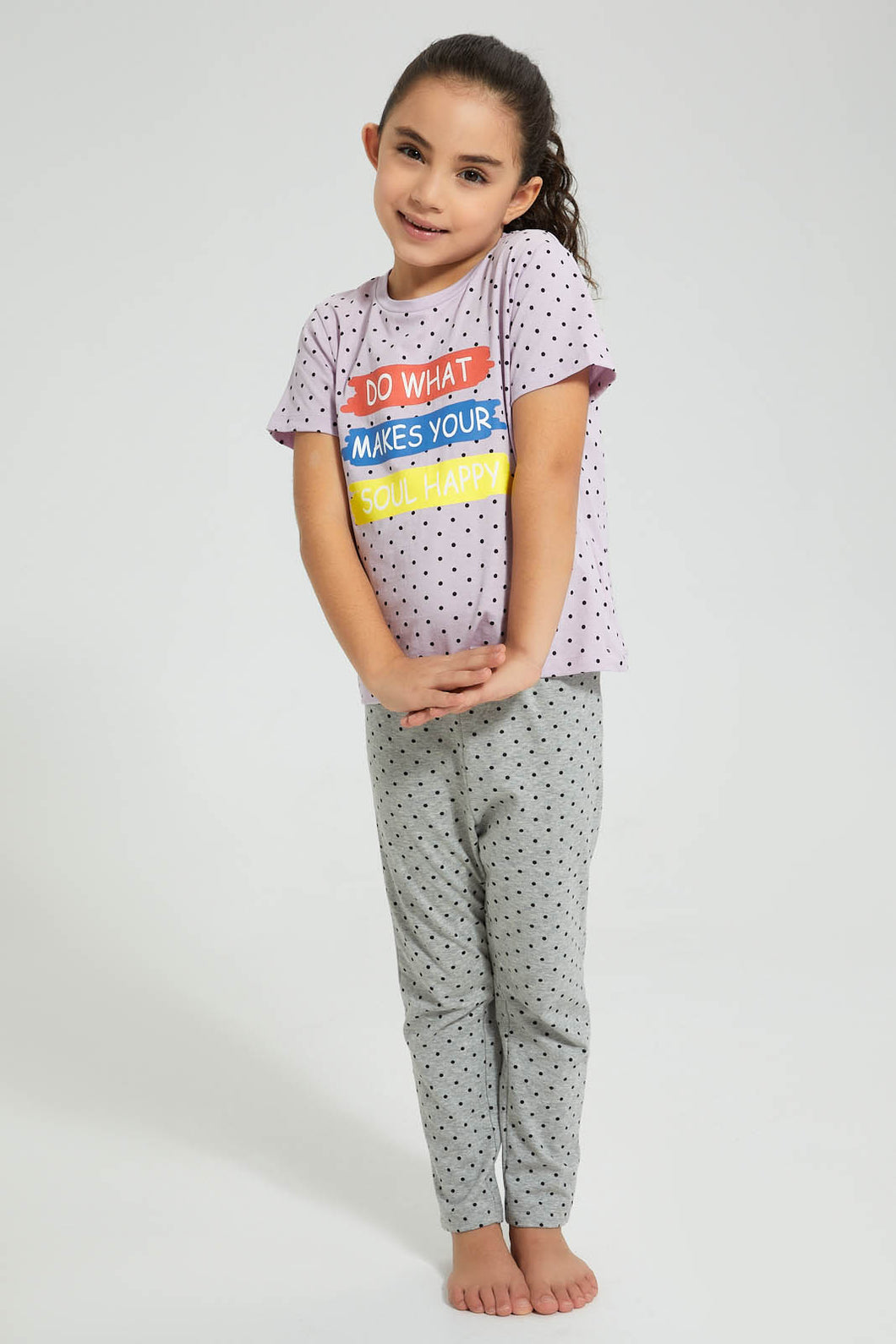 Redtag-Grey-Printed-Spot-Print-Pj-Set-Colour:Grey,-Filter:Girls-(2-to-8-Yrs),-Girls-Pyjama-Sets,-New-In,-New-In-GIR,-Non-Sale,-S22B,-Section:Kidswear-Girls-2 to 8 Years