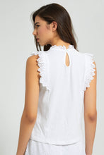 Load image into Gallery viewer, Redtag-White-Schiffli-Blouse-Blouses-Women&#39;s-
