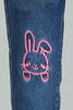 Redtag-Dark-Wash-Denim-Jegging-With-Bunny-Embroidered.-Jeggings-Infant-Girls-3 to 24 Months