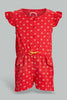 Redtag-Orange-Aop-Playsuit-Jumpsuits-Infant-Girls-3 to 24 Months