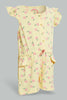 Redtag-Yellow-Aop-Playsuit-Jumpsuits-Infant-Girls-3 to 24 Months